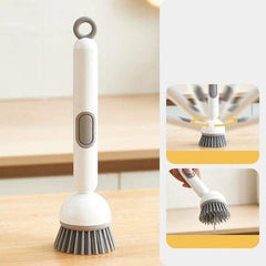 Kitchen Dish Cleaning Brush with Push Squeeze Soap Dispenser