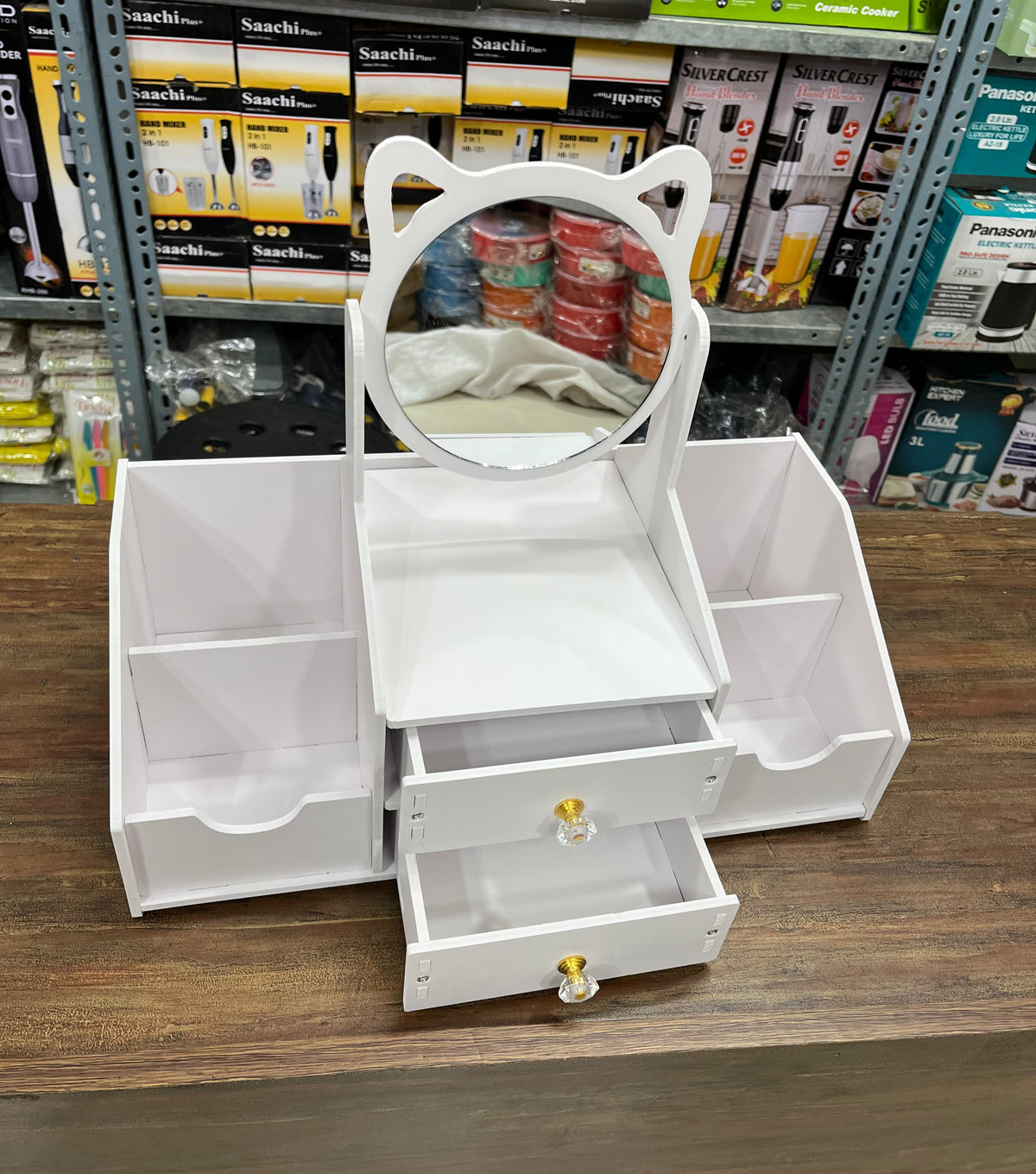 Kitty 2 Drawer Table Mirror Makeup Organizer