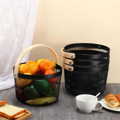 Multifunction Storage basket/Organizer with Wooden Handle