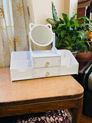 Kitty 2 Drawer Table Mirror Makeup Organizer
