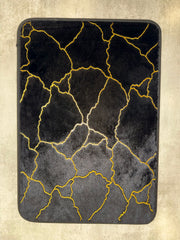 Luxurious Gold Stripe Anti-Slip Faux Rabbit Fur Mat