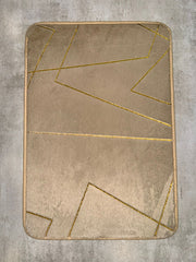 Luxurious Gold Stripe Anti-Slip Faux Rabbit Fur Mat