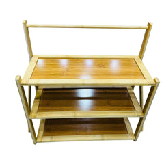 Bamboo Wooden Pot Shelf 3 Layer Big Size Slide Style