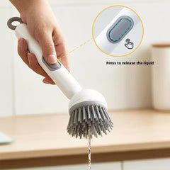 Kitchen Dish Cleaning Brush with Push Squeeze Soap Dispenser