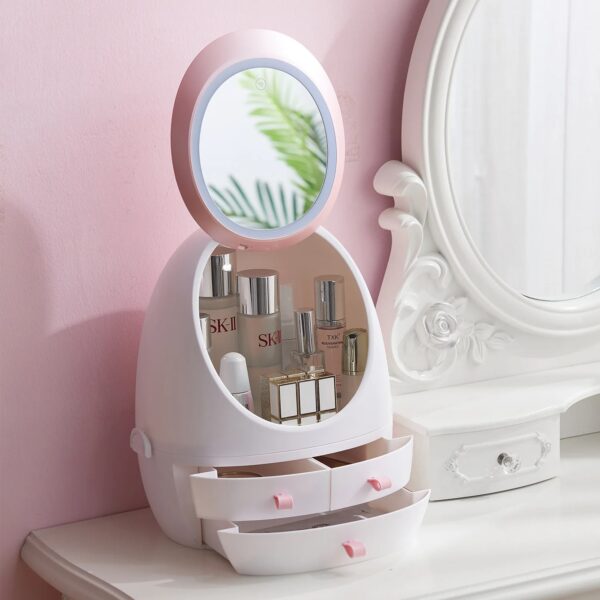 Large Acrylic Cosmetics Organizer with Dual-Side Opening & 3 Drawers
