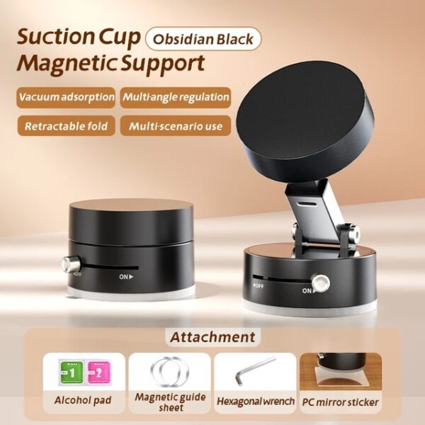 Mini Vacuum Double Side Magnetic Suction Cup Holder Foldable Kitchen Phone Bracket