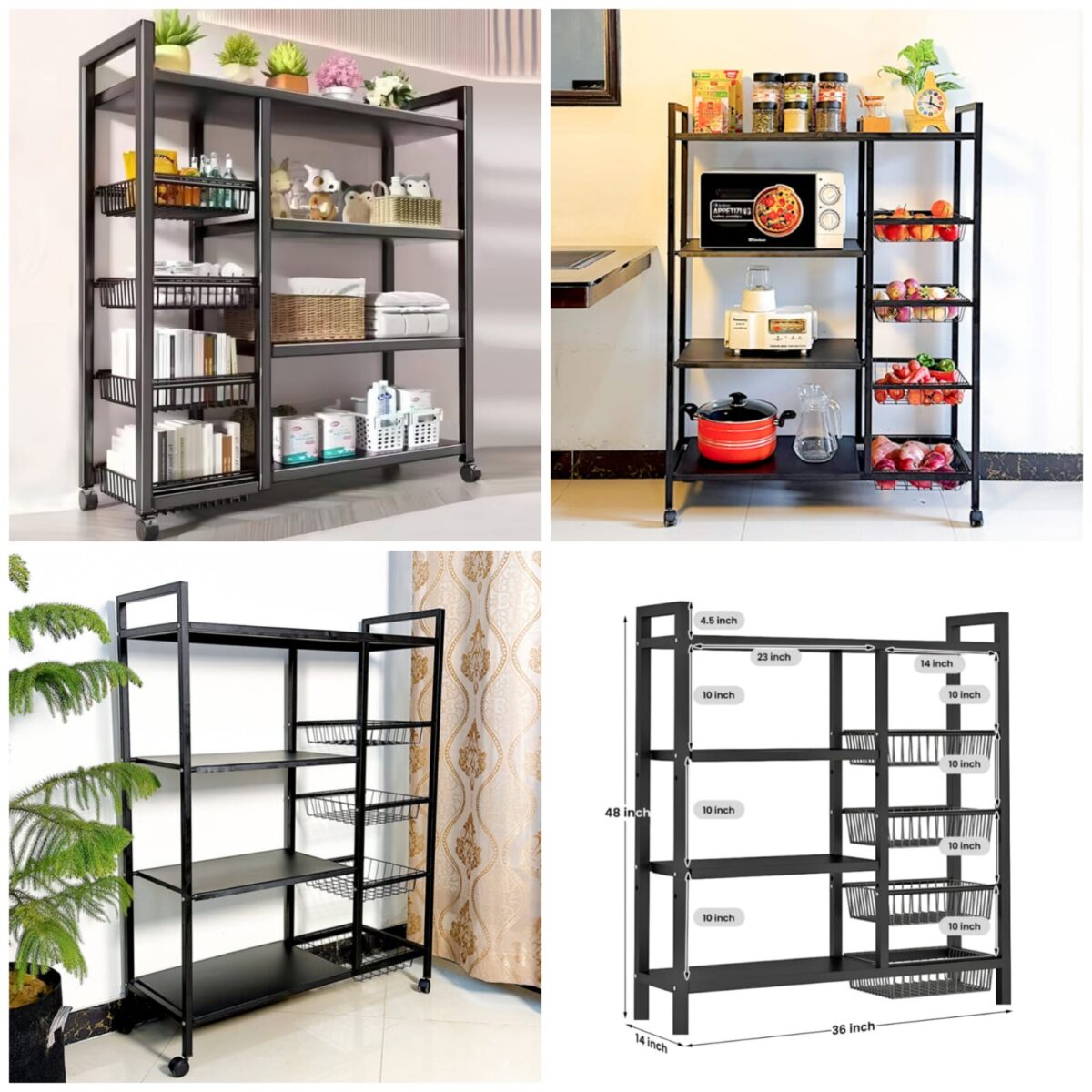 Multifunctional Storage Rack with Wheels
