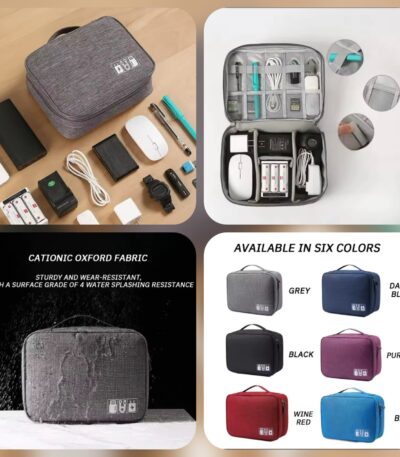 Portable Electronic Accessories Organizer Case
